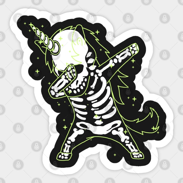 Dabbing Unicorn Skeleton Shirt Dab Hip Hop X-Ray Glow Effect Sticker by vo_maria